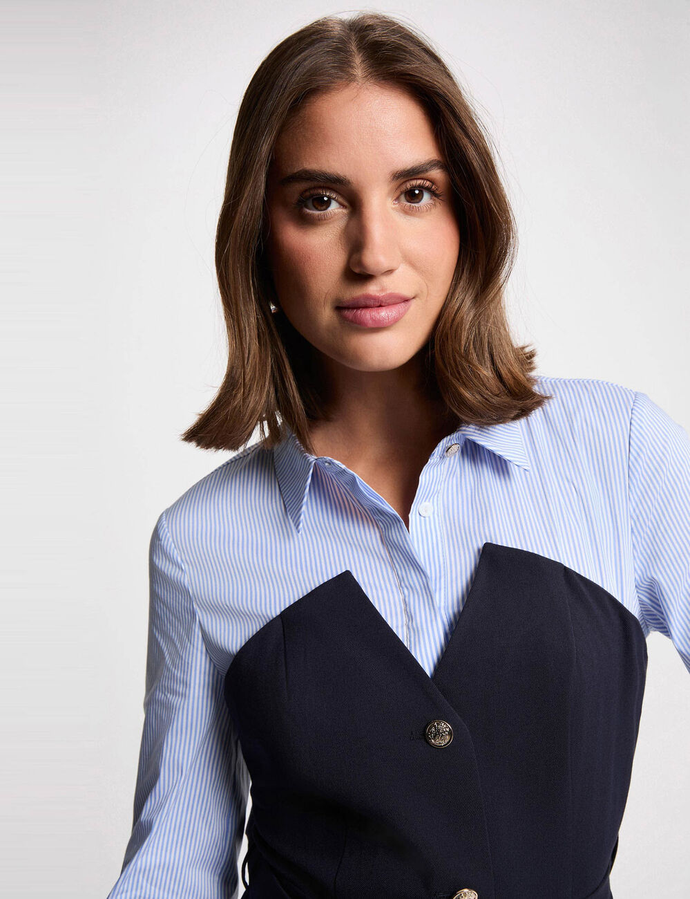 Korte 2-in-1 jurk marineblauw vrouw