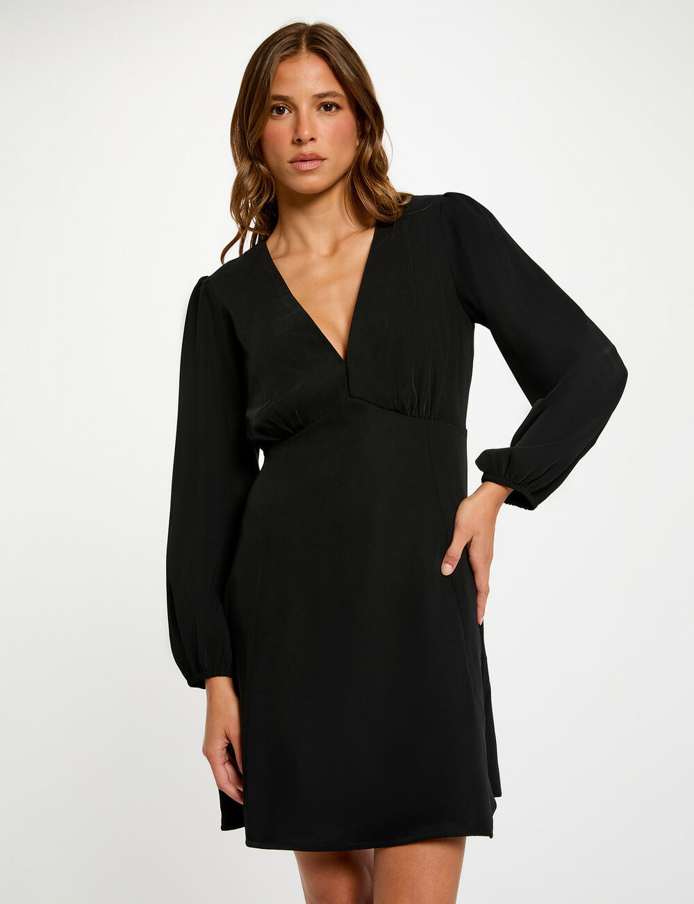 Robe courte trapèze noir femme