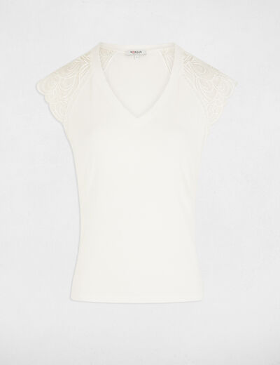 T-shirt manches courtes blanc femme
