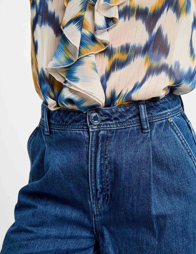 Jeans large taille haute denim stone femme