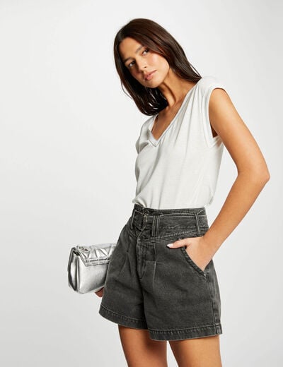 T-shirt manches courtes ivoire femme