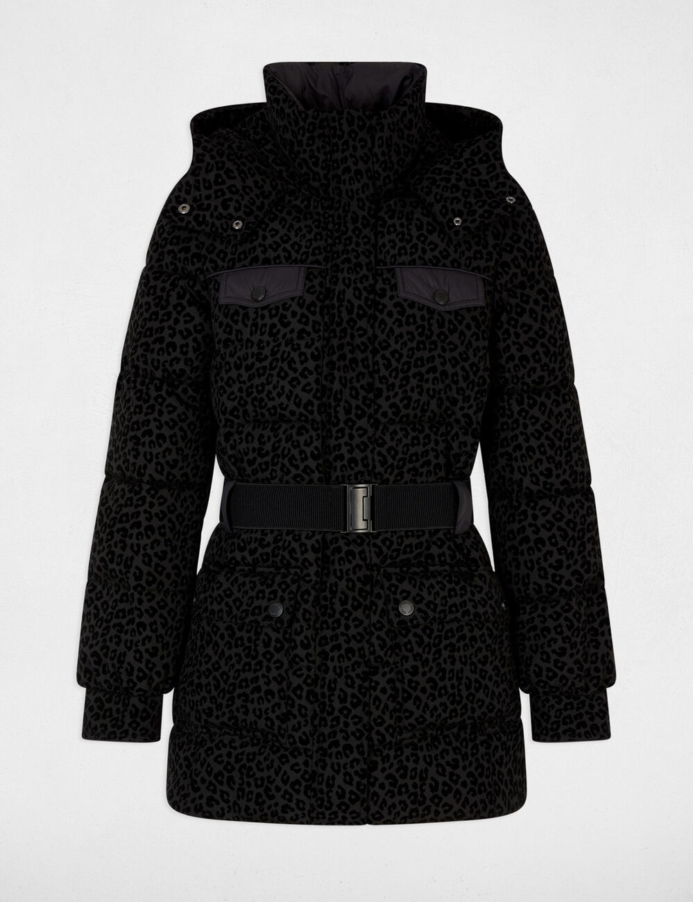 Doudoune ceintur&eacute;e noir femme