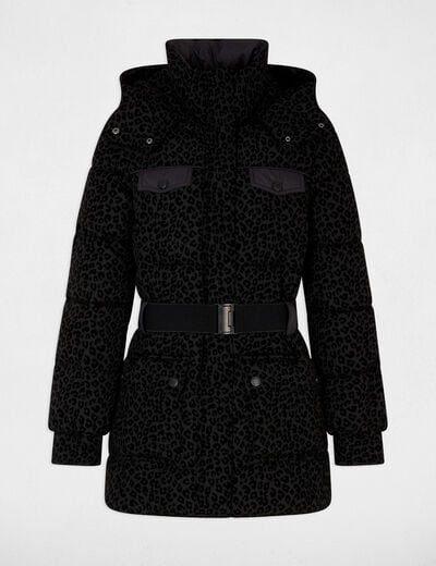 Doudoune ceintur&eacute;e noir femme