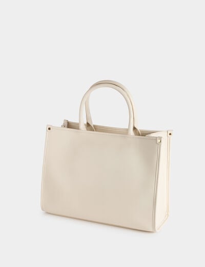 Geborduurde shopper ivoor vrouw