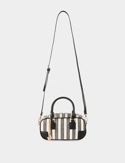 Sac tiss&eacute; ray&eacute; ivoire femme