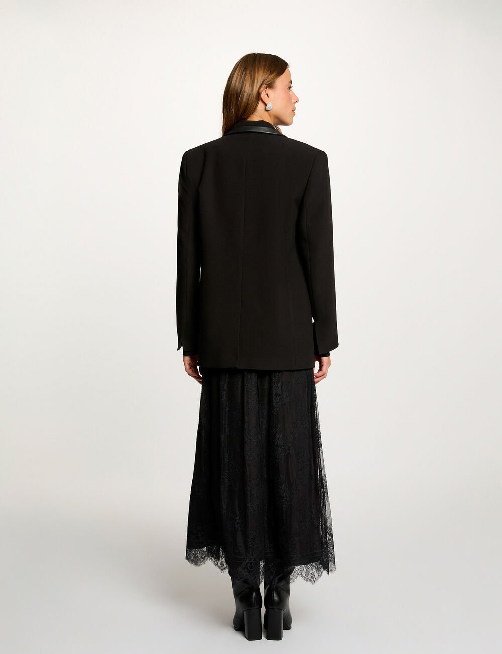 Blazer col tailleur noir femme