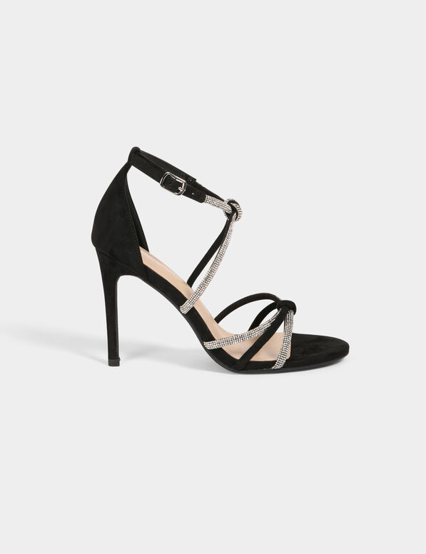 sandales a talons avec brides strass noir femme Sandales à talons avec brides strass noir femme