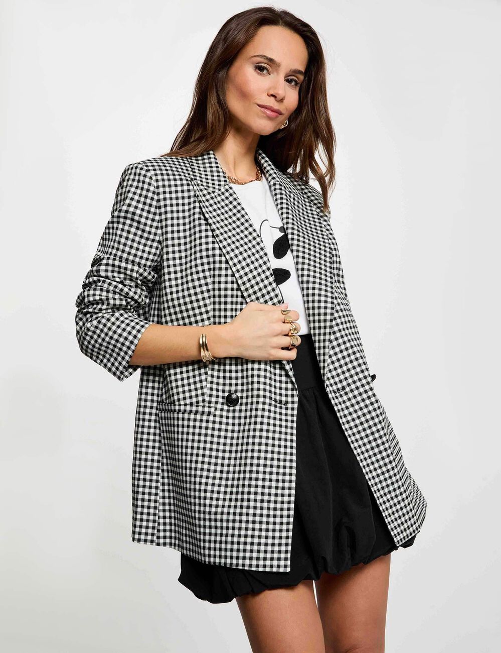 Oversized blazer met reverskraag zwart vrouw