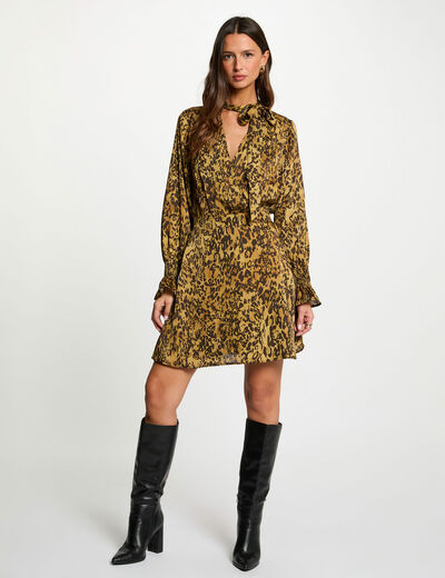 Robe courte satinée multicolore femme