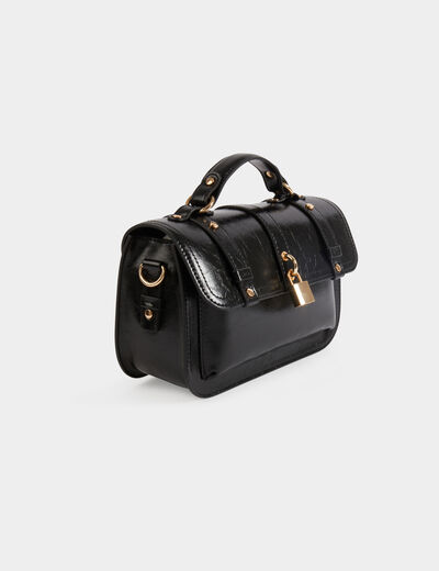 Sac cartable clouté noir femme