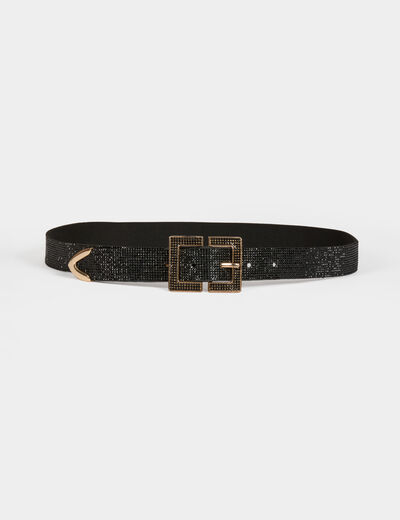Ceinture avec strass noir femme