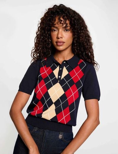 Trui met polokraag marineblauw vrouw
