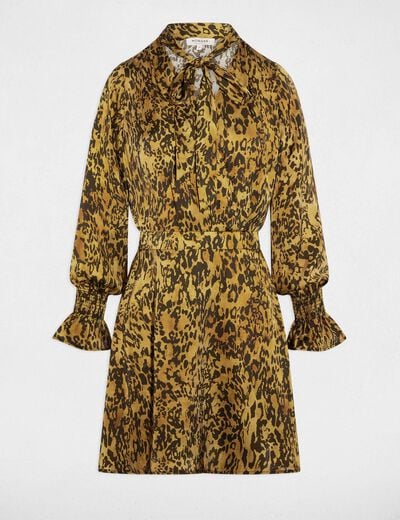 Robe courte satinée multicolore femme