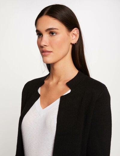 Gilet droit &agrave; col crant&eacute; gris anthracite femme