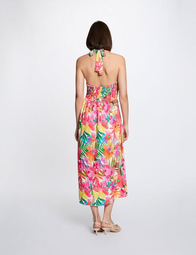 Robe col b&eacute;nitier multicolore femme