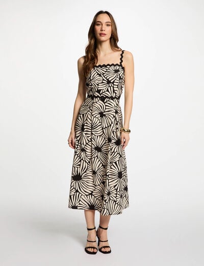Robe midi droite imprimée multicolore femme