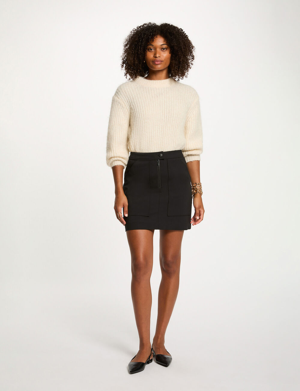Jupe courte zippée noir femme