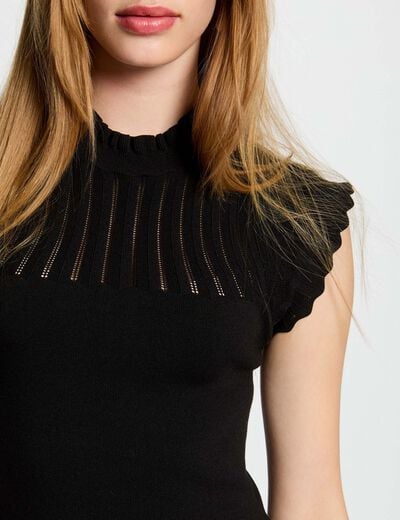 Robe tricot courte trapèze noir femme