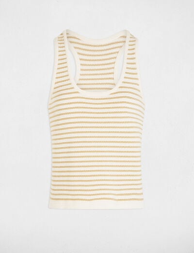 Top en maille rayé blanc femme
