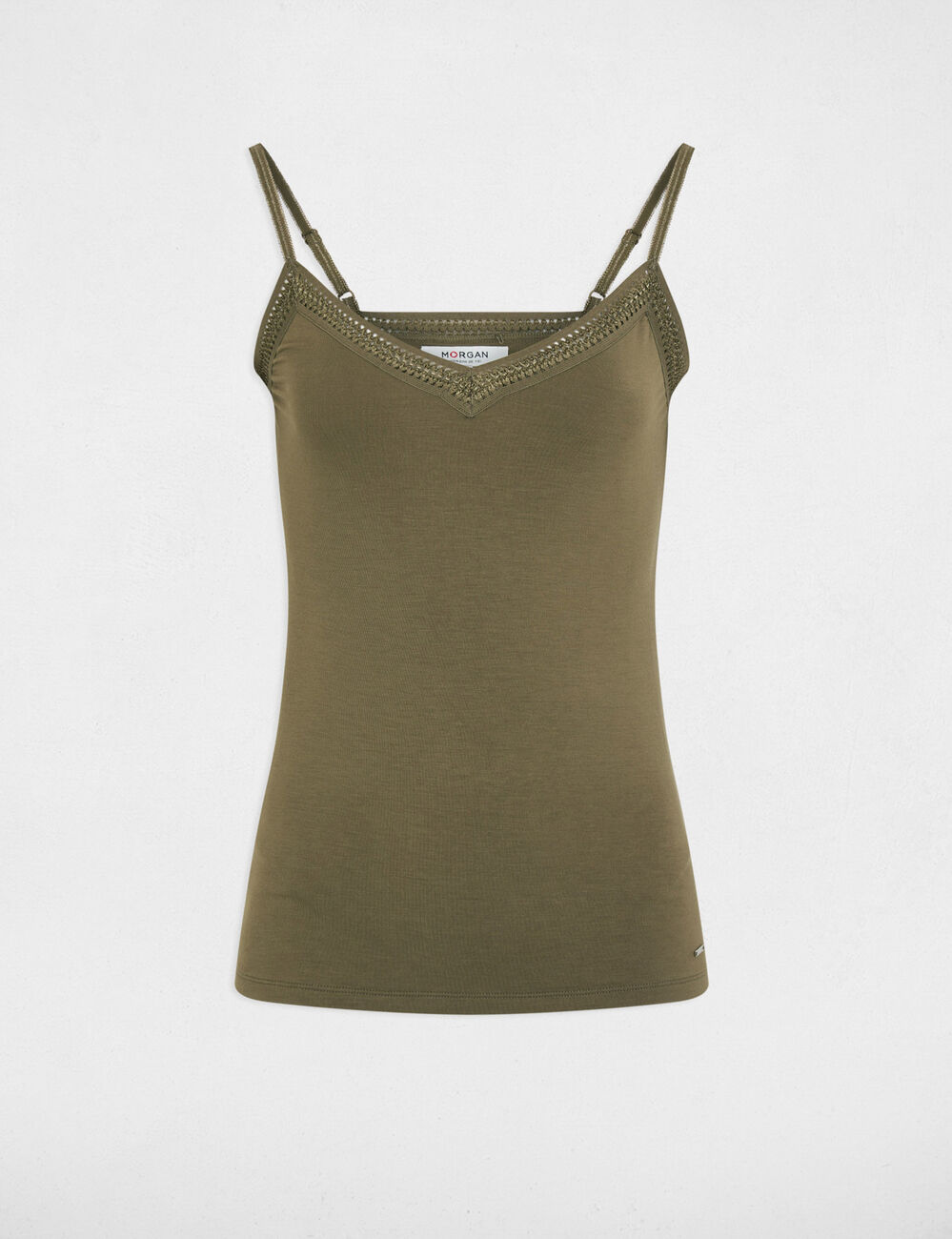 Tanktop met dunne bandjes kant brons vrouw
