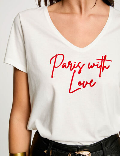 T-shirt à inscription blanc femme