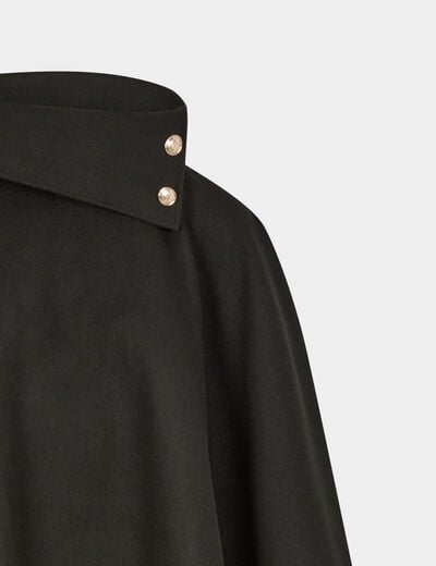 Poncho met opstaande kraag zwart vrouw