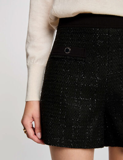 Nauwsluitende tweed short zwart vrouw