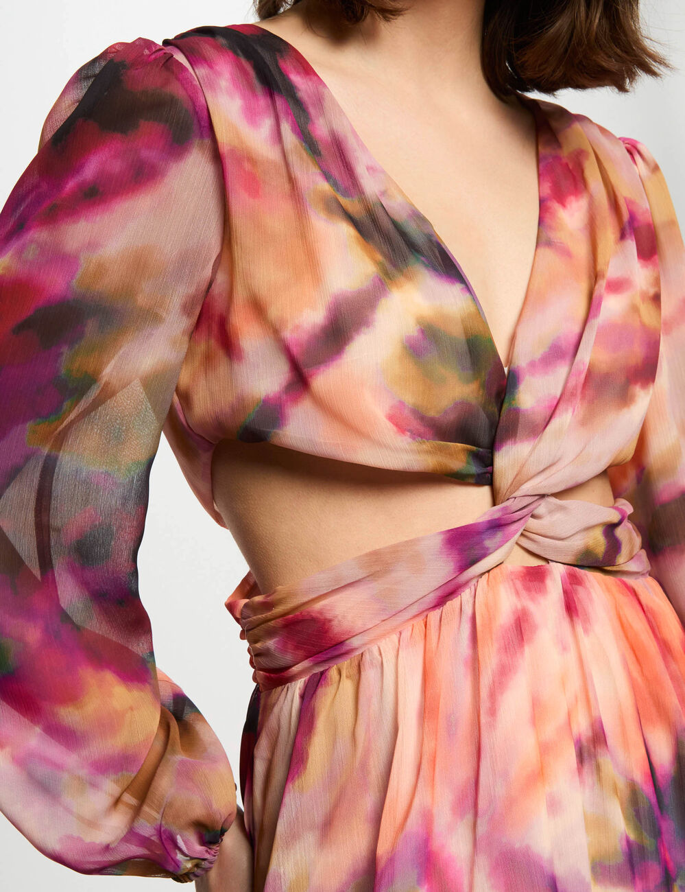 Robe longue droite imprimée multicolore femme