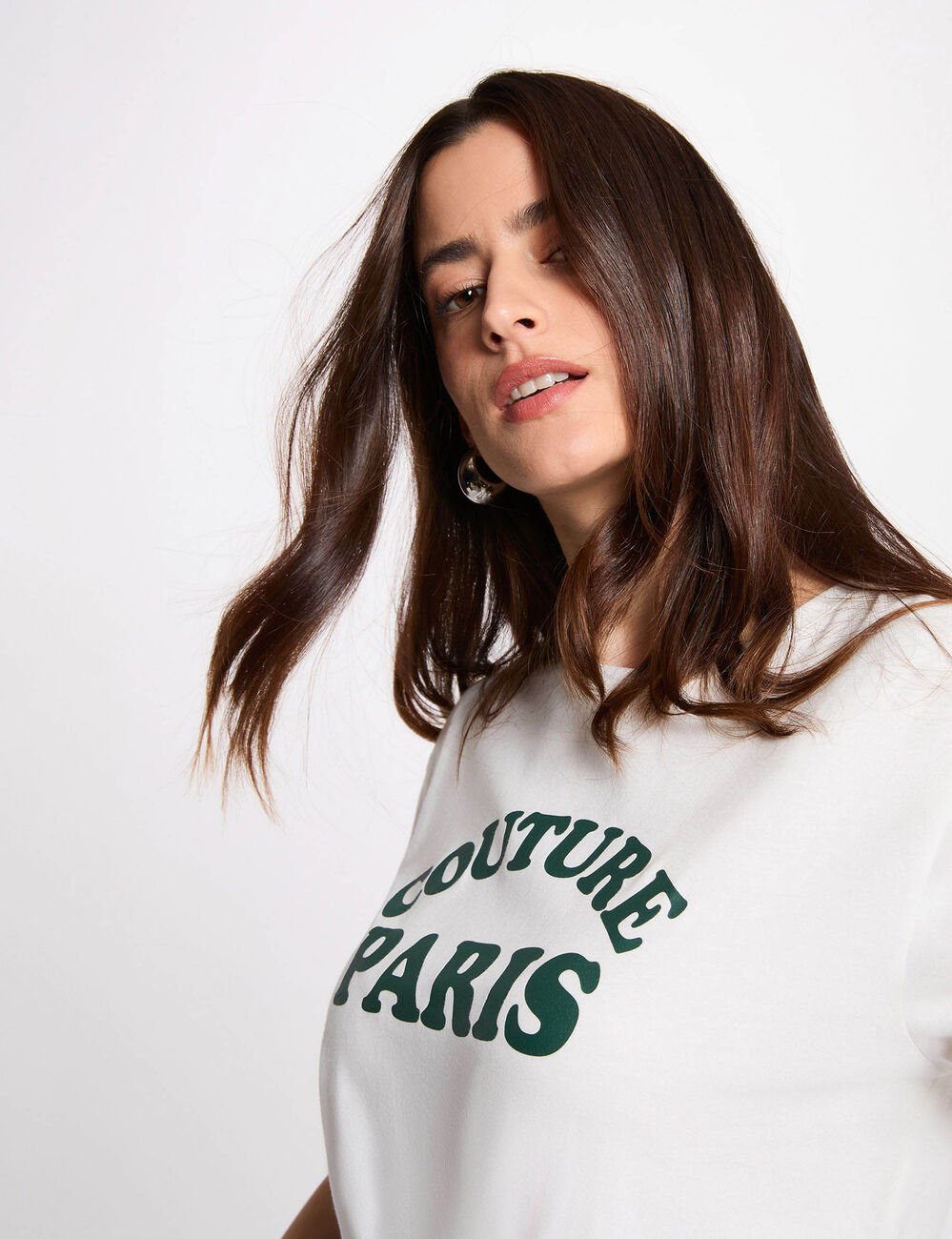 T-shirt met korte mouwen helder wit vrouw