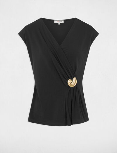 Mouwloze top met V-hals zwart vrouw