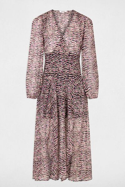 Robe longue évasée imprimé animalier multico femme