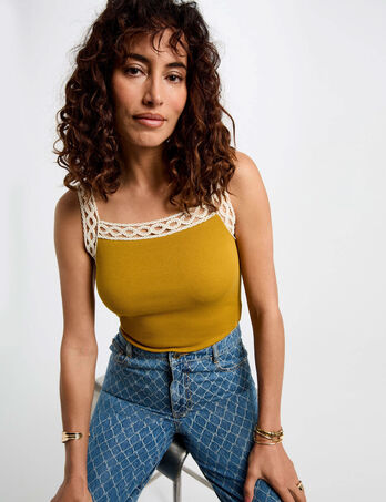Tanktop mosterd geel vrouw
