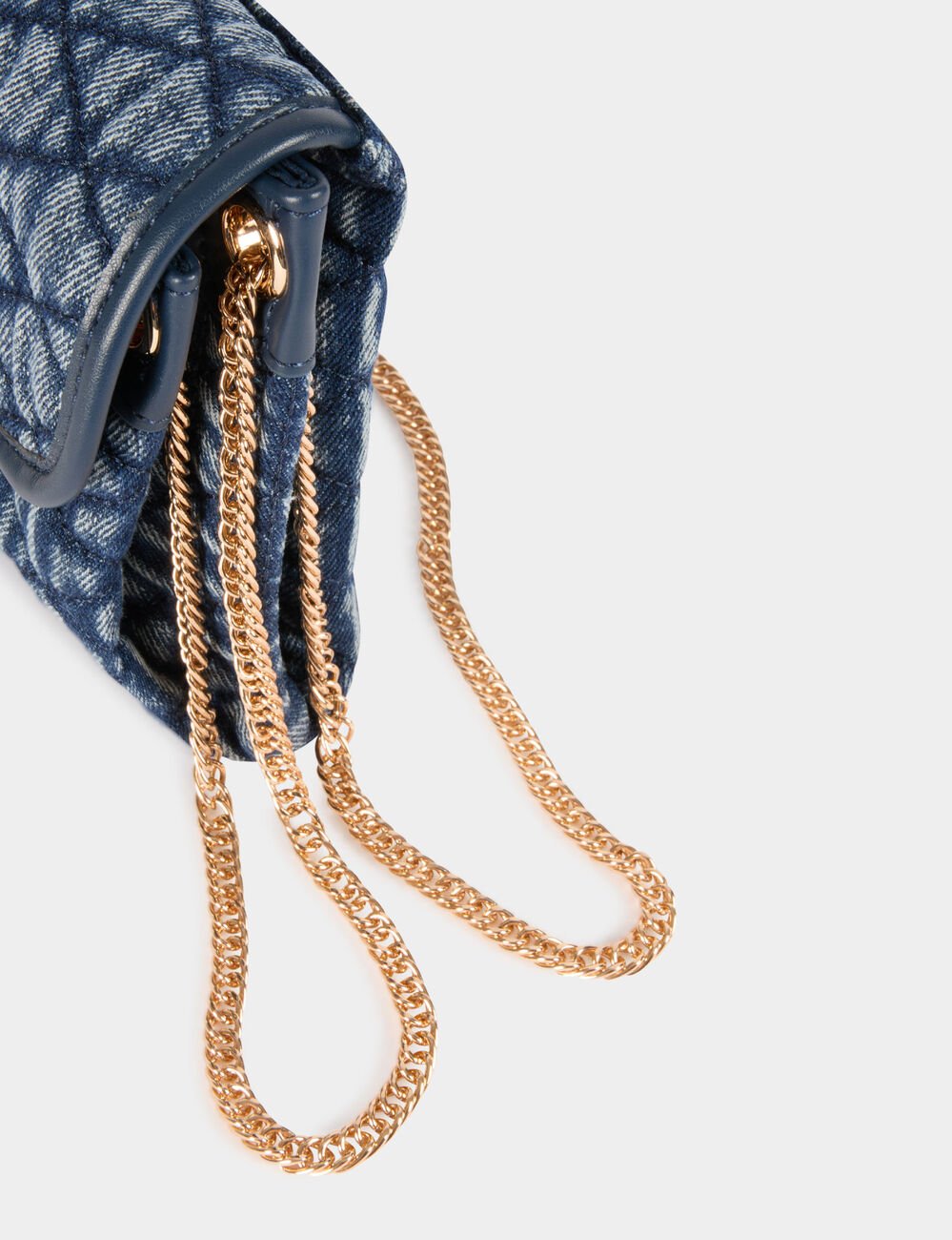 Sac bandouli&egrave;re matelass&eacute; denim stone femme