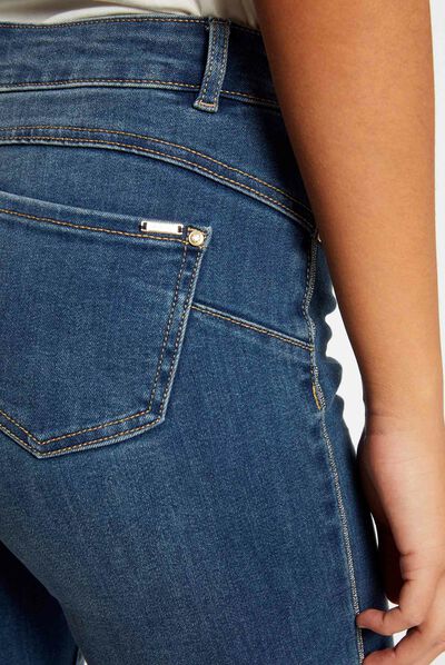 Smalle jeans met metallic biezen jean stone vrouw