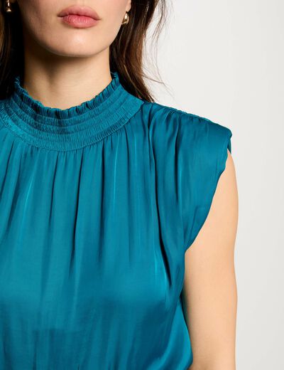 Mouwloze top bleu canard vrouw