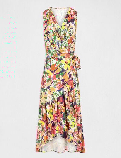 Robe longue &eacute;vas&eacute;e imprim&eacute; floral multico femme