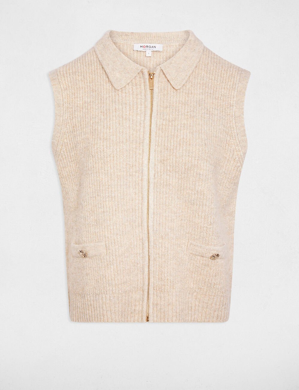 Gilet sans manches creme femme