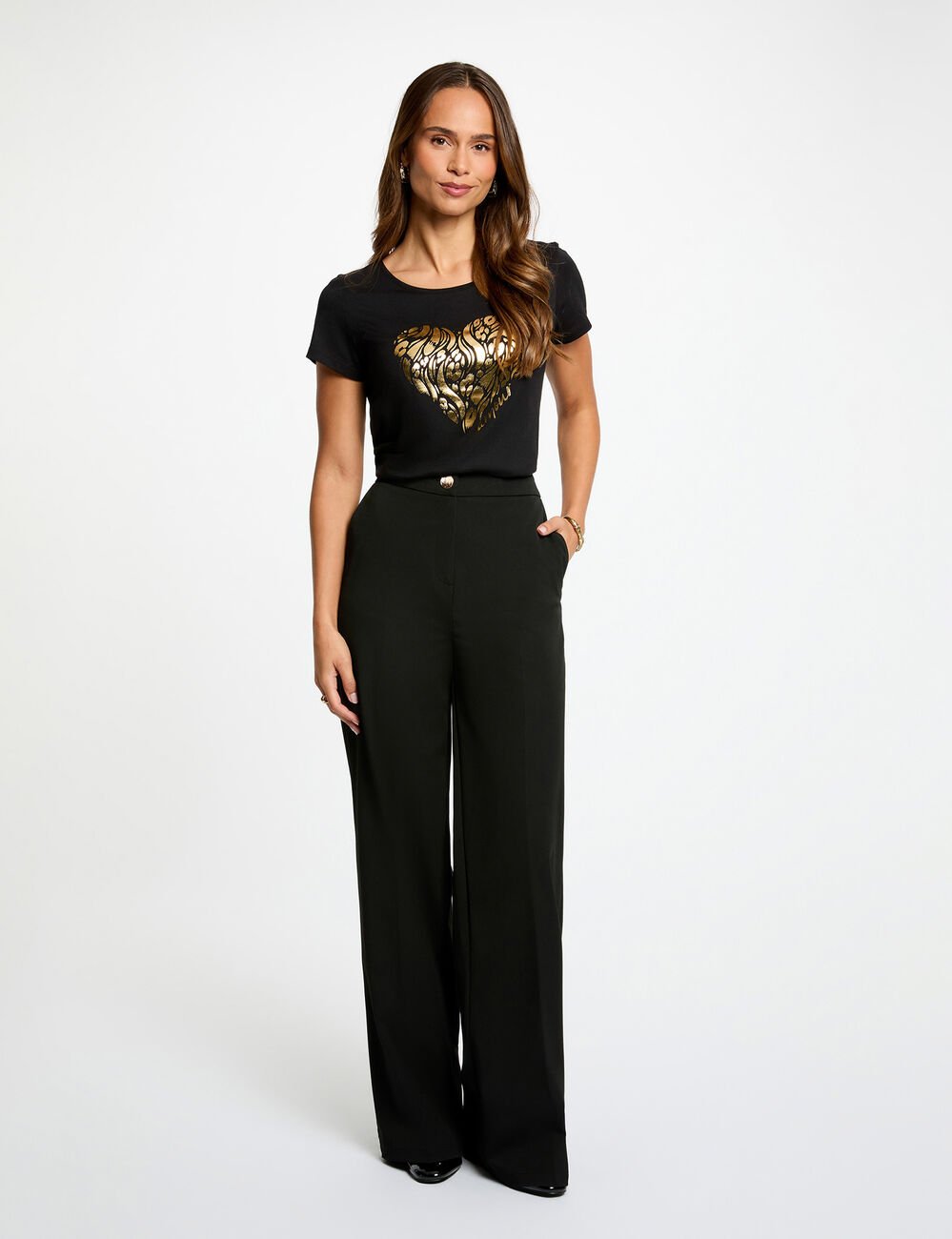 T-shirt manches courtes noir femme