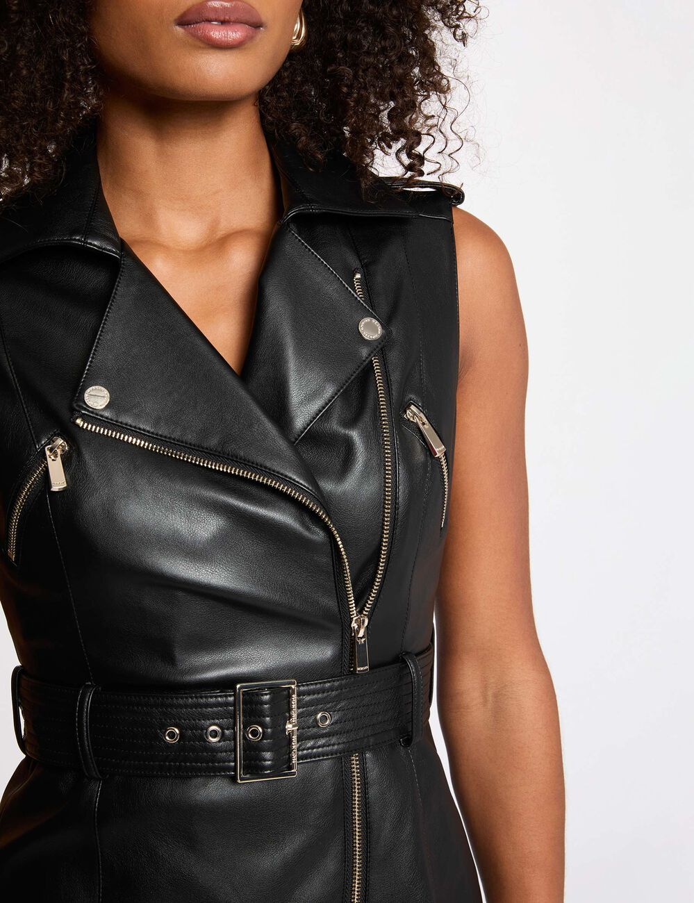 Robe courte similicuir noir femme