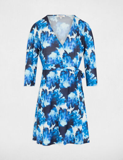 Robe courte ajustée imprimée multicolore femme