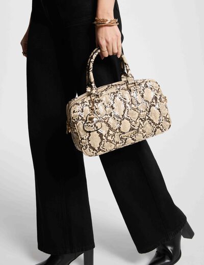 Sac bowling python sable femme