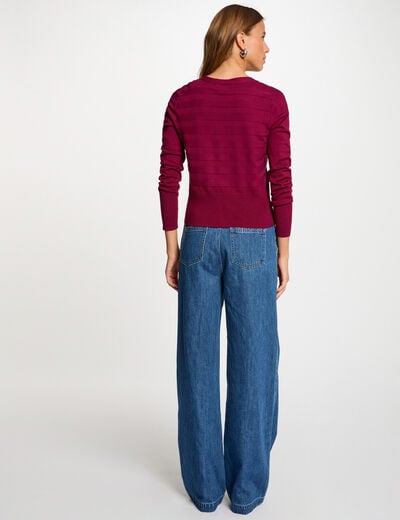 Gilet manches longues prune femme