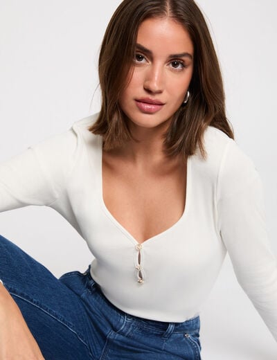 T-shirt col coeur blanc femme