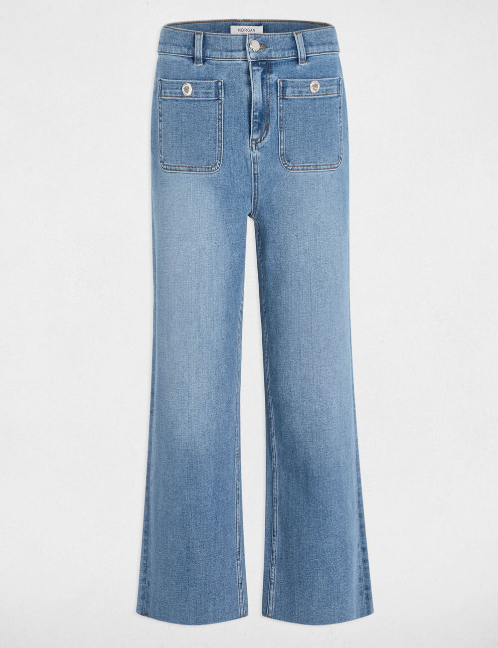 7/8 broek met wijde pijpen stone washed denim vrouw
