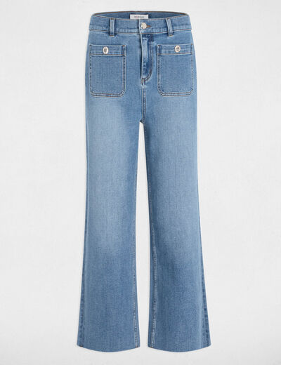 Pantalon jambe large 7/8ème denim stone femme