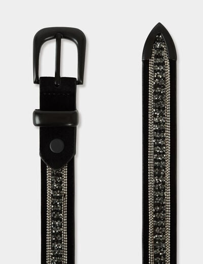 Ceinture fine su&eacute;dine noir femme