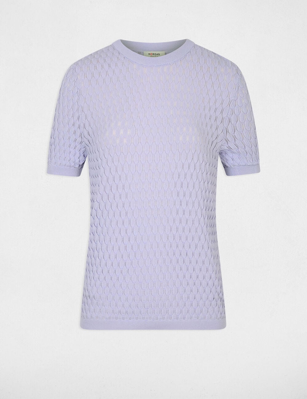 Fijne trui met ronde hals mauve vrouw