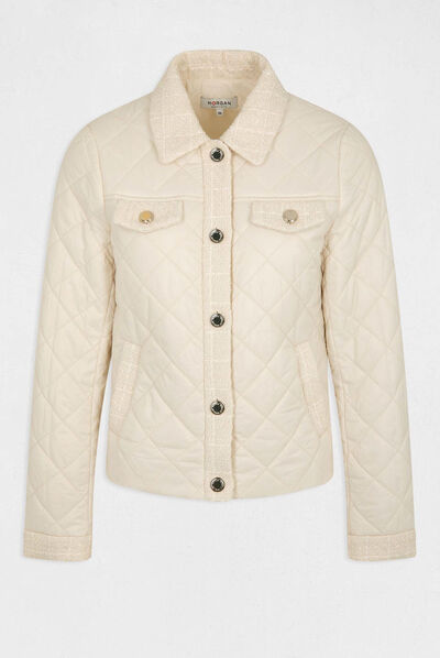 Doudoune droite boutonnée ivoire femme