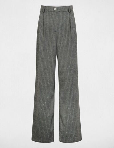Pantalon droit à rayures gris moyen femme