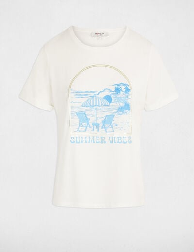T-shirt à inscription blanc femme